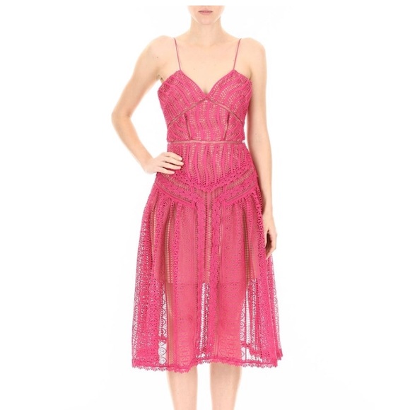 self portrait spiral lace midi dress